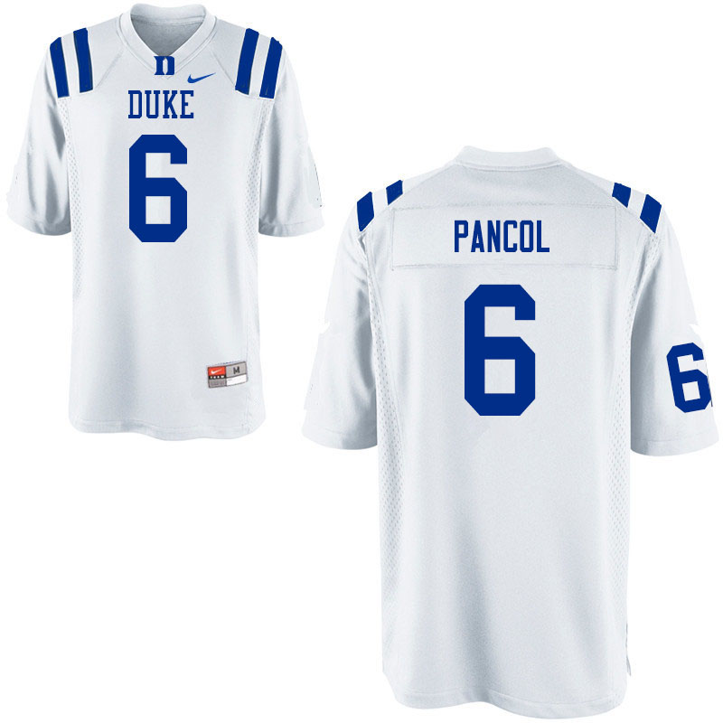 Men #6 Eli Pancol Duke Blue Devils College Football Jerseys Sale-White - Click Image to Close